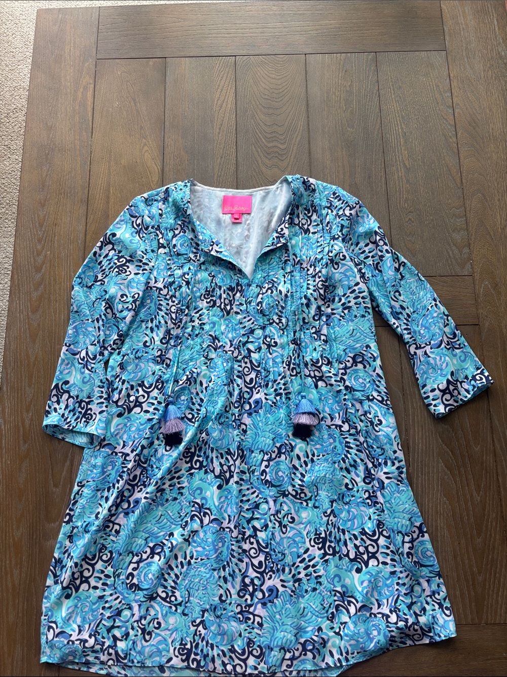 Lilly Pulitzer Blue Turquoise Navy Floral Tunic Dress